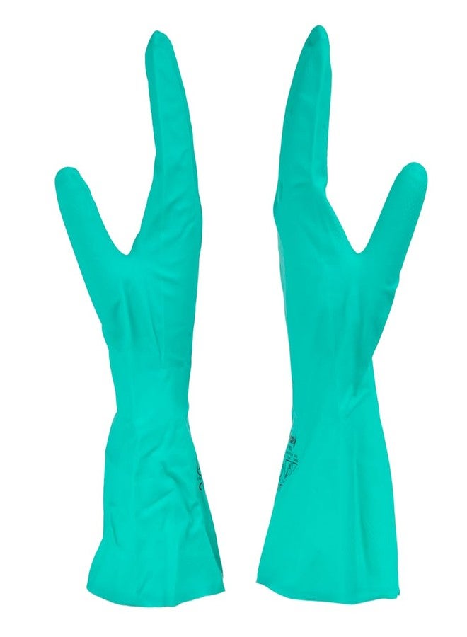 Mallcom Safety Gloves, NF153G Green Nitrile Rubber Cotton Flocklined with Raised Diamond Grip Pattern Safety Gloves for Acid, Alkali and Oil Protection, Household Cleaning, Gardening(Pack of 4) (XL) - Image 3
